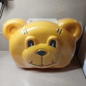 Yellow Bear Shaped Toy Lunch Box Comes With Thermos NIP